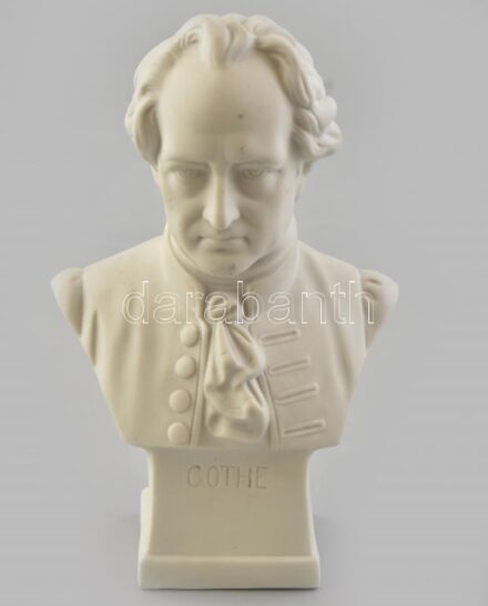 Johann Wolfgang von Goethe porcelán büszt, fehér és bisquit, jelzés nélkül, hibátlan, m: 16,5 cm