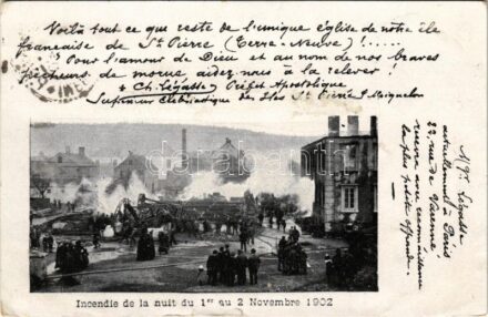 1903 Saint-Pierre, Incendie de la nuit 1er au 2 Novembre 1902 / the great fire, destroyed building (tear)