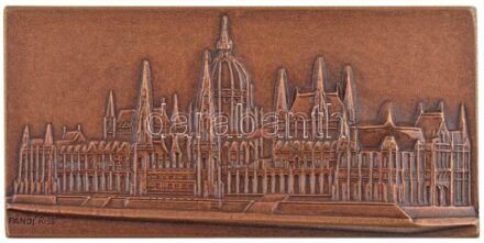 Pándi Kiss János (1905-1981) DN 'Parlament' bronz plakett, egyoldalas változat, felirat nélkül, eredeti dísztokban (49,5x100mm) T:1-