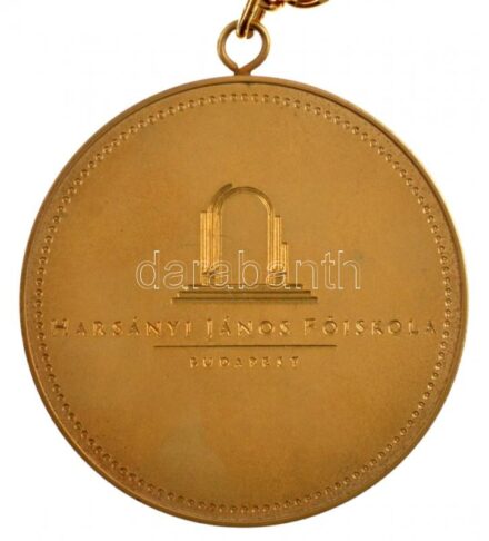 1997-2011. 'Harsányi János Főiskola - Budapest / PROFESSOR HONORIS CAUSA (Tiszteletbeli professzor)' aranyozott fém medál, láncon dísztokban (70mm) T:1-