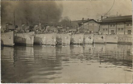 1917 Pola, Osztrák-Magyar Monarchia haditengerészetének torpedónaszádjai a kikötőben: SM Tb 74 T (később román Viforul), 75 T (később román Vartejul), 76 T (később Jugoszláv T1), 77 T (később Jugoszláv T2), 78 T (később