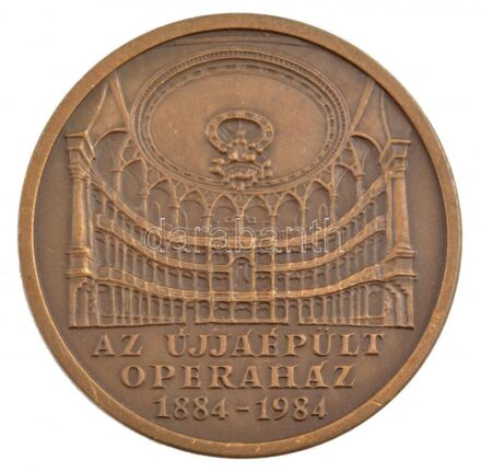 Bognár György (1944-) 1984. 'Az újjáépült Operaház 1884-1984' bronz emlékérem (42,5mm) T:1- több kis ph.