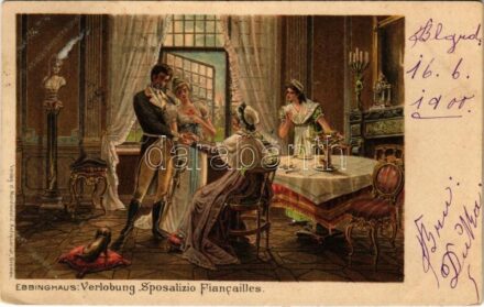 1900 Verlobung / Sposalizio / Fiancailles / Engagement. Verlag d. Nordwestd. Antiquariat Bremen. litho s: Ebbinghaus (EK)