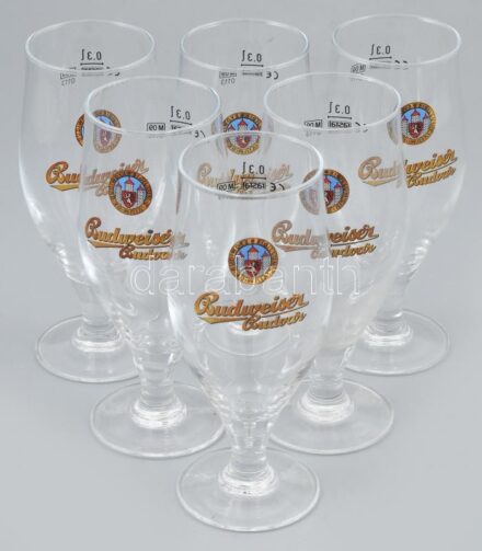 Budweiser üveg pohárkészlet, 6 db 0.25 l, eredeti kartondobozában, m: 18 cm