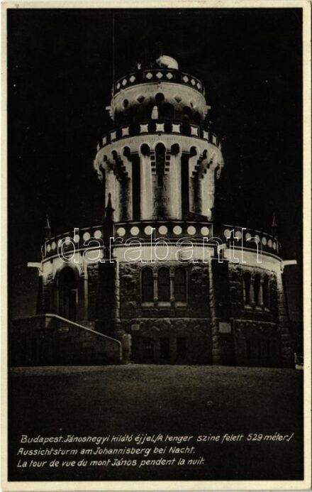 1931 Budapest XII. Jánoshegyi kilátó éjjel (a tenger színe felett 529 méter)