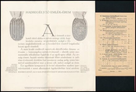 cca 1914 A hadsegélyező emlékérem leírása és megrendelőlapja, 2 db