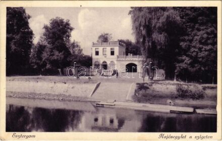 1934 Esztergom, Hajósegylet a szigeten (fl)