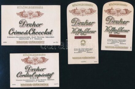 cca 1920-1940 4 db Dreher italcímke