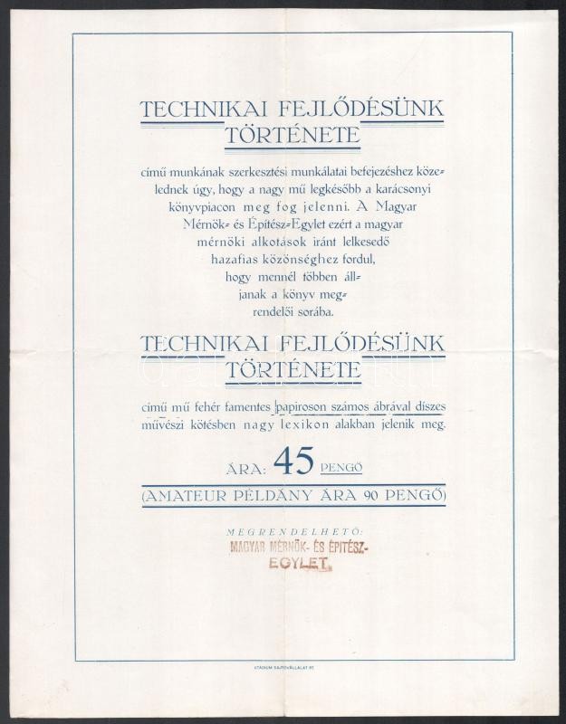 cca 1929 Technikai fejlődésünk története 1867-1927 ismertető prospektus, hajtott, 4p - Image 2