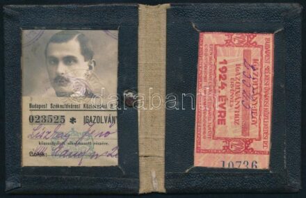 1924 Budapest Székesfővárosi Közlekedési Rt. fényképes igazolványa