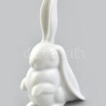 Herendi fehér mázas porcelán nyuszi, jelzett, hibátlan, m:10 cm