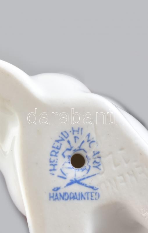 Herendi fehér mázas porcelán nyuszi, jelzett, hibátlan, m:10 cm - Image 2