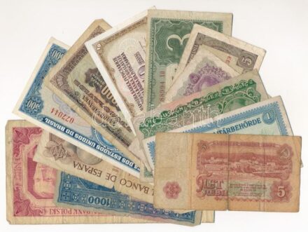 12db vegyes külföldi bankjegy klf országokból, közte Jugoszlávia, Lengyelország, Brazília T:III,III- 12pcs of diff banknotes from diff countries, with Yugoslavia, Poland, Brasil C:F,VG
