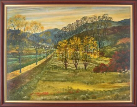 Farkas Béla (?-): Fertőrákos. Olaj, farost, Jelezve jobbra lent. Fakeretben. 60×80 cm