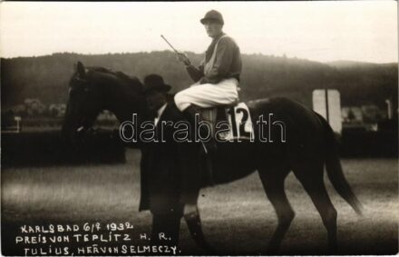 1932 Karlsbad (Karlovy Vary) Preis von Teplitz H. R. Tulius H. v. Selmeczy / horse race, jockey. photo