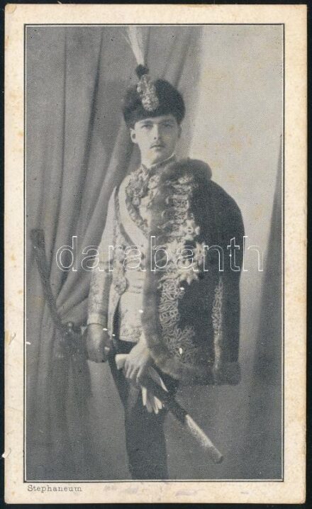 cca 1930 Habsburg Ottó fiatalon, fényképes nyomtatvány, 10x5,5 cm