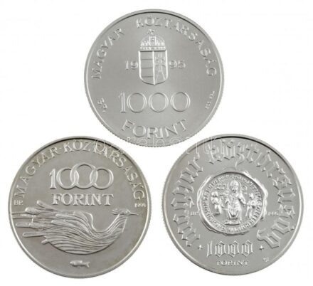 1994. 1000Ft Ag 'Védd a világot!' + 1995. 1000Ft Ag 'Pannonhalma 996-1996' + 1000Ft Ag 'Integráció az EU-ba-ECU' mindhárom kapszulában T:BU kis patina Adamo EM138, EM140, EM145