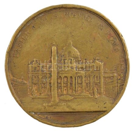 Vatikán ~1900. 'Szent Péter Bazilika, Róma / XIII. Leó' Br emlékérem. Szign.: S.J. (47mm) T:3 ph. Vatican ~1900. 'Basilica di S. Pietro in Roma / Leone XIII Pont Mass Roma' Br commemorative medallion. Sign.: S.J. (47mm) C:F edge error