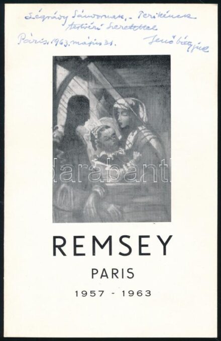 1963 Párizs, Remsey Jenő (1885-1970) ajándékozási sorai prospektuson