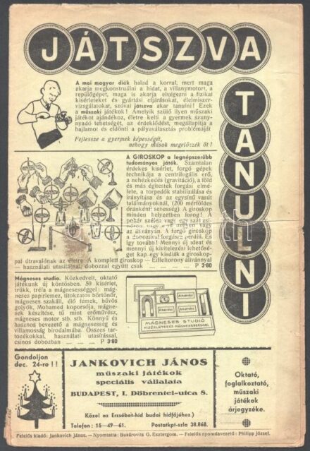 cca 1936 Játszva tanulni - játékkatalógus