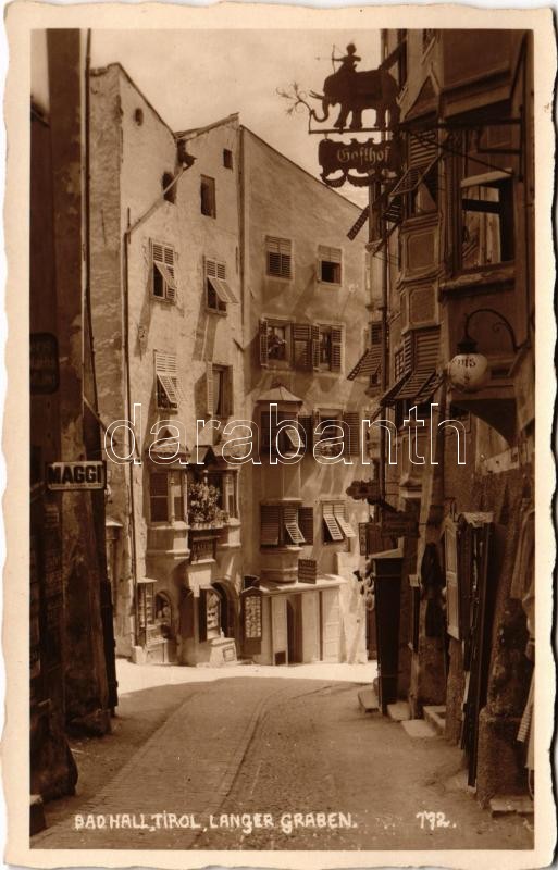 Hall in Tirol, Bad Hall; Langer Graben, Gasthof, Maggi / street view, inn, shops