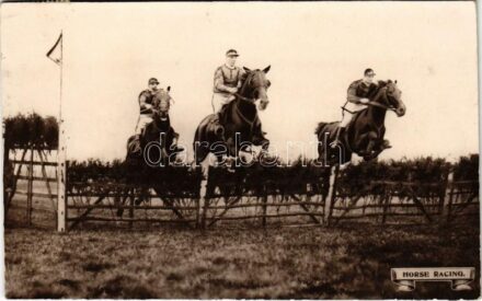 1918 Horse racing. Steeplechase at Sandown Park. Boots Cash Chemists 'Real Photograph' Series