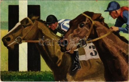 Um Kopf gewonnen / Horse racing, finish s: F. Lehmann (EK)