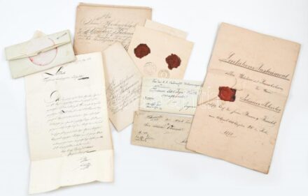 1828-1894 Vegyes német nyelvű papírrégiség tétel, 7 db.