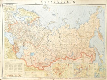 cca 1950 Szovjetunió térképe, Bp., Offset-ny., karton, kopott, 68x93 cm