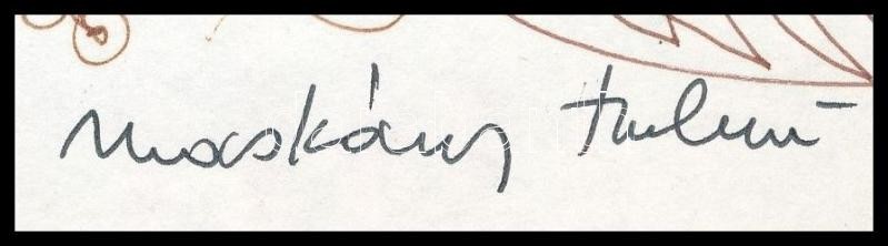 Macskássy Izolda (1945-2021): Leány kútnál. Barna és fekete toll, jelzett. 29,5x21 cm - Image 2