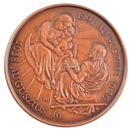 Fritz Mihály (1947-) 1991. 'II. János Pál pápa Esztergomban' kétoldalas bronz emlékérem (42,5 mm) T:1-