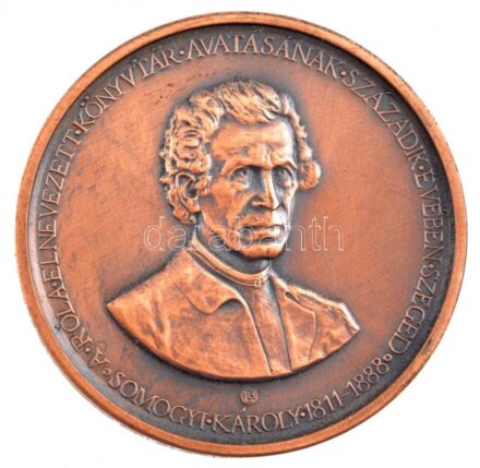 Lapis András (1942-) 1988. 'Szegedi Somogyi Károly könyvtár avatásának 100. évfordulója' kétoldalas bronz emlékérem (42,5mm) T:1-