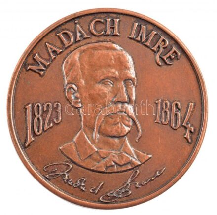 Molnár Péter (1965-) 1998. 'Madách Imre 1823-1864 / A költő születésének 175. évfordulójára' bronz emlékérem (42,5mm) T:1