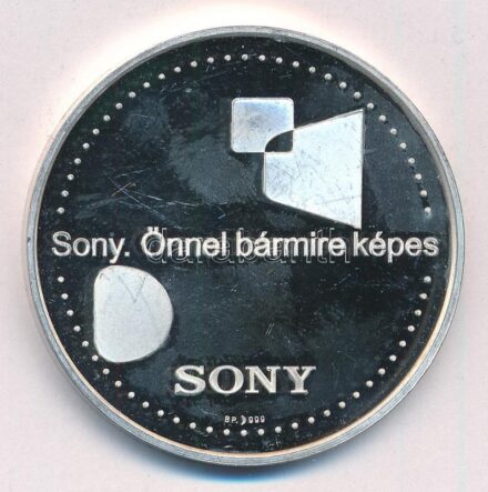 2004. '10 éves a Sony Hungária Kft. 1994-2004 / Sony. Önnel bármire képes' jelzett Ag emlékérem (31,47g/0.999/42,5mm) T:1 (eredetileg PP) fo., patina