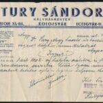 1942 Kolozsvár, Tury Sándor kályhásmester fejléces számlája, 5f okmánybélyeggel