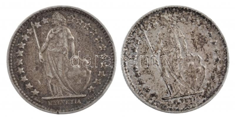Svájc 1920B-1942B 1/2Fr Ag (2xklf) T:2-,3 patina Switzerland 1920B-1942B 1/2 Franc Ag (2xdiff) C:VF,F patina Krause KM#23 - Image 2