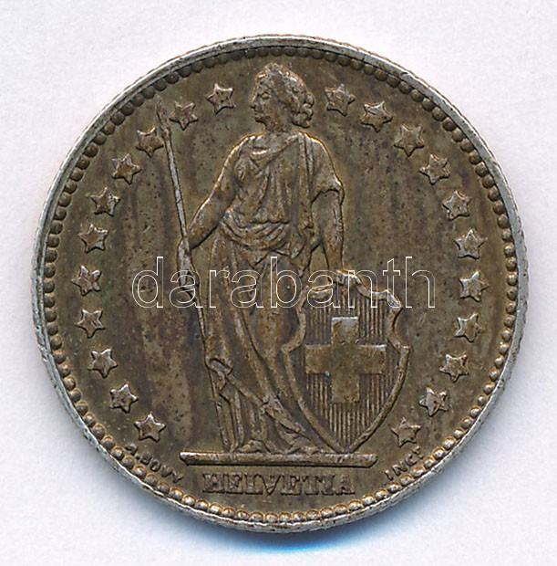 Svájc 1963B 1Fr Ag T:2 patina, ph. Switzerland 1963B 1 Franc Ag C:XF patina, edge error Krause KM#24 - Image 2