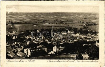 1928 Pfarrkirchen, Gesamtansicht mit Trabrennbahn / general view with harness racing track (EK)