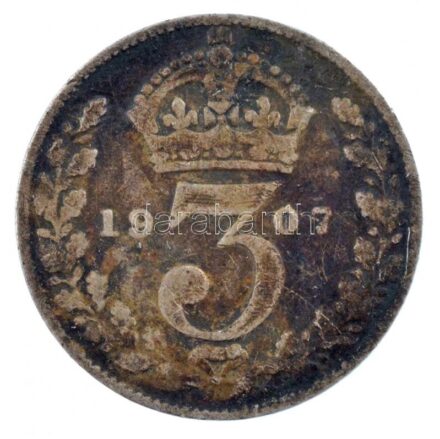 Nagy-Britannia 1907. 3p Ag 'VII. Eduárd' T:3 patina United Kingdom 1907. 3 pence Ag 'Edward VII' C:F patina