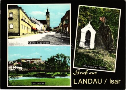 Landau, Oberer Stadtplatz, Wachsender Felsen, Isarbrücke