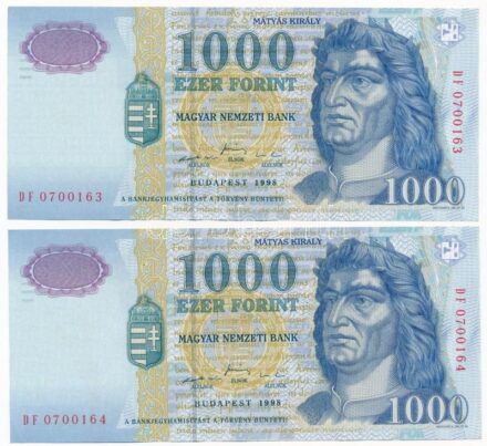 1998. 1000Ft (2x) sorszámkövetők 'DF 0700163 - DF 0700164' T:II Adamo F55.5