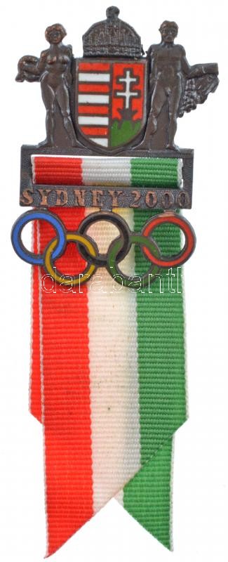 2000. 'Sydney Nyári Olimpia magyar részvételi érem' zománcozott Br jelvény szalagsávon (31x43mm) T:1,1-