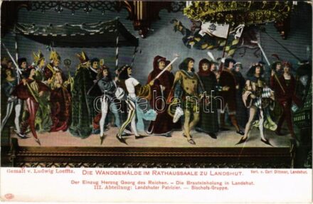 Landshut, Die Wandgemälde im Rathaus Saale / town hall, interior, painting s: Ludwig Loefftz