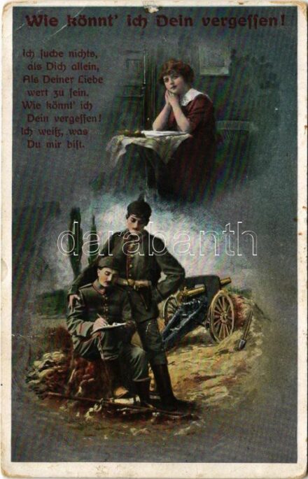1915 Wie könnt' ich Dein vergessen! / WWI German military art postcard, romantic couple. L&P 5675. (EB)