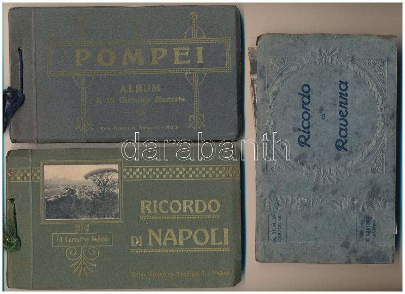 5 db RÉGI külföldi képeslapfüzet / 5 pre-1945 European postcard booklets: Pompei, Ravenna, Napoli, Sarajevo, Milano - Image 2