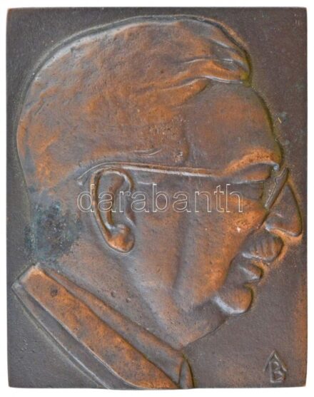Beck András (1911-1985) 1977. 'Dr. Weil Emil 1897-1954, Jubileumi emlékülés 1977' öntött Br plakett, hátoldalán gravírozva (67x53mm) T:2 patina