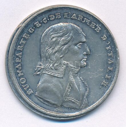 Franciaország 1797. 'Napóleon itáliai hadjárata' kétoldalas fém emlékérem (33mm) T:1-,2 félrecsúszott veret France 1797. 'Napoleon's campaign in Italy' two-sided metal medallion (33mm) C:AU,XF shifted strike