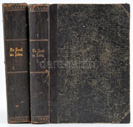 March, Richard: Braut aus Indien, oder: Die Geheimnisse einer Weltstadt. I-II. köt. Neusalza, [1878-1879], Hermann Oeser. Egészoldalas, színes illusztrációkkal. Német nyelven. Aranyozott gerincű félbőr-kötésben, kissé sérült. kopott