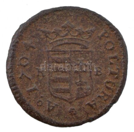 1704K-B Rézpoltura 'II. Rákóczi Ferenc' Körmöcbánya (2,32g) T:2 1704K-B Poltura 'Francis II Rákóczi' Kremnitz (2,32g) C:XF Huszár: 1549., Unger II.: 1139.a