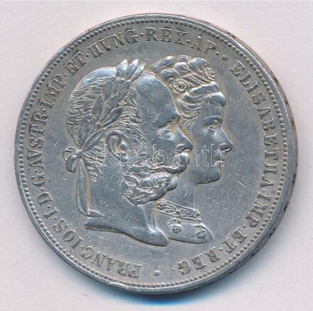 Ausztria 1879. 2G Ag 'I. Ferenc József és Erzsébet királynő / Ezüstlakodalom' Bécs T:2,2- patina, ph. Austria 1879. 2 Gulden Ag 'Franz Joseph and Elisabeth / Silver Jubilee' Vienna C:XF,VF patina, edge error Krause X#M5